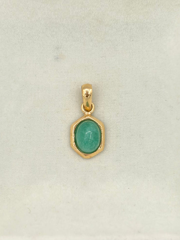 Dije Cabujon de esmeralda Oro amarillo 18k 0,75 Gr / 8 mm