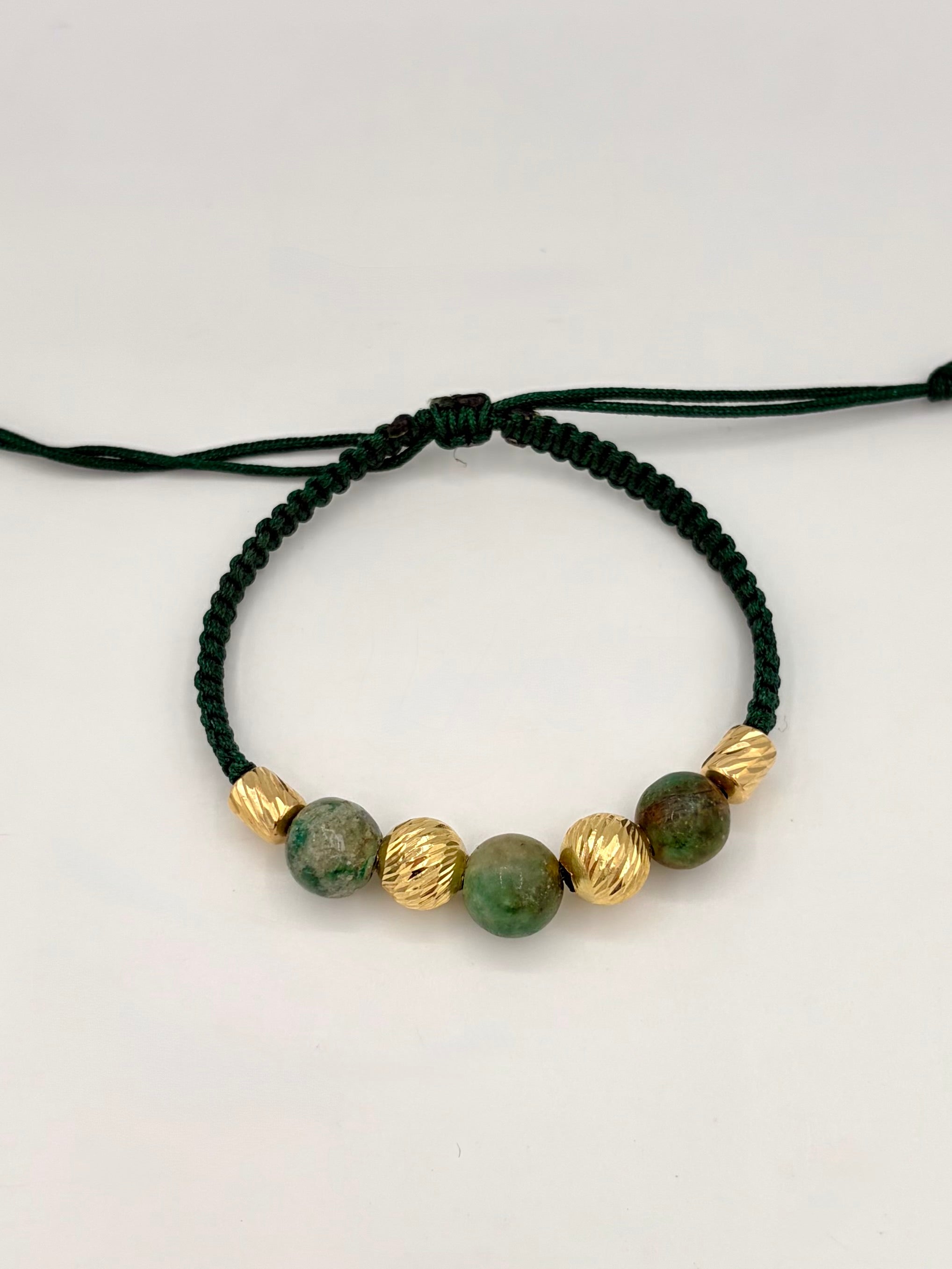 Pulsera tejida 2BD #8 2CD #5 murrallas hilo verde Oro amarillo 18k 1,18 Gr