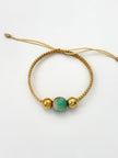 Pulsera tejida 2BL #8 murralla hilo beige Oro amarillo 18k 0,61 Gr