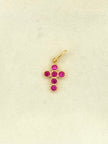 Dije cruz circones fucsia  Oro amarillo 18k 0,96 Gr / 2,0 Cm
