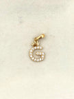 Dije Inicial G circones blancos corona  Oro amarillo 18k 0,97 Gr / 1 Cm