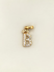 Dije Inicial B circones blancos corona Oro amarillo 18k 0,85 Gr / 0,6 mm