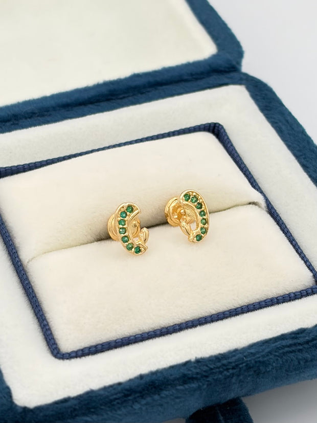 Topos maria auxiliadora circones verdes  Oro amarillo 18k 0,91 Gr / 5 mm