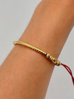 Pulsera tejida centro de manilla 8BD #4 2CD #4 hilo rojo Oro amarillo 18k 1,45 Gr