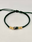 Pulsera tejida 4BD #6 murralla en medio hilo verde Oro amarillo 18k 0,64 Gr