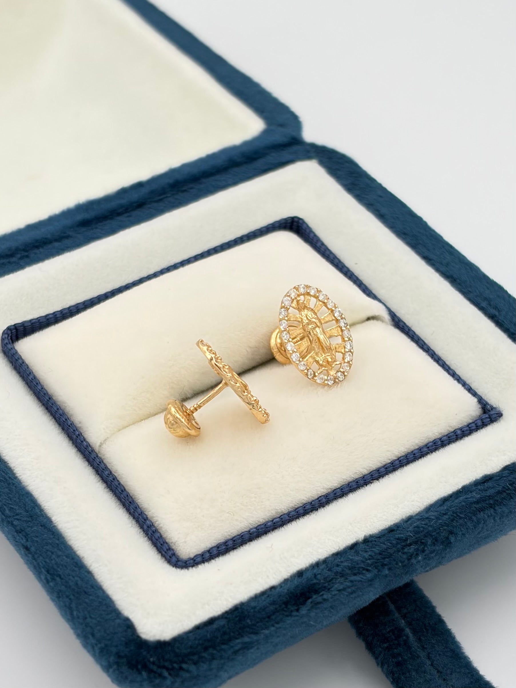 Topos Guadalupe circones blancos grande Oro amarillo 18k 1,76 Gr / 9 mm