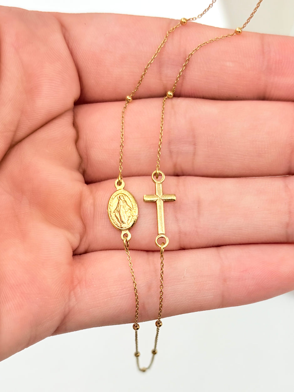 Cadena It tipo denario con balineria lisa Oro amarillo 18k 2,01 Gr / 1,0 mm / 40 Cm