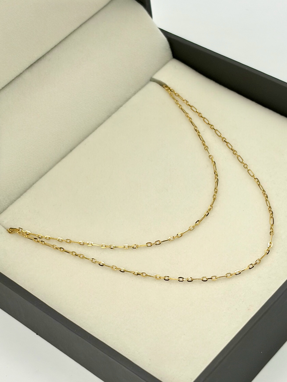 Cadena It mini aro redondo aro ovalado Oro amarillo 18k 1,67 Gr / 1 mm / 50 Cm